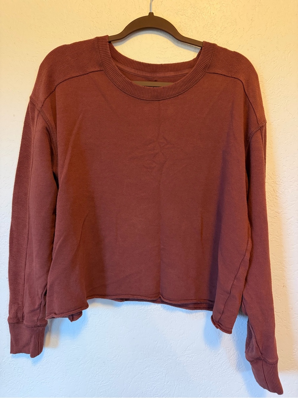 Aerie Cropped Crewneck Sweater - Rust